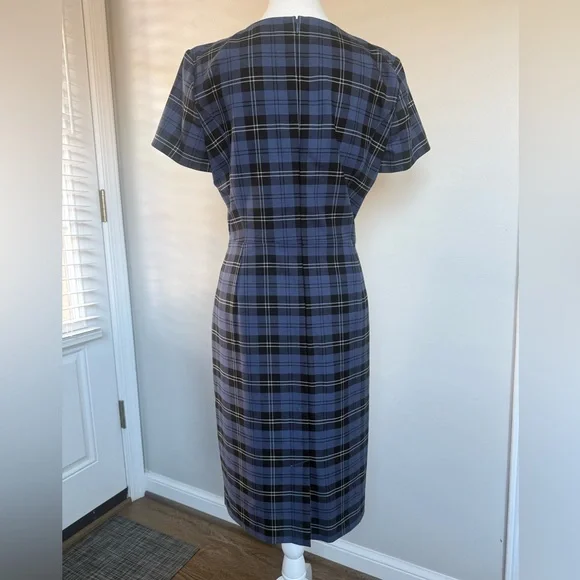Brooks Brothers Blue and Black Plaid Midi Dress - Picture 2 of 4